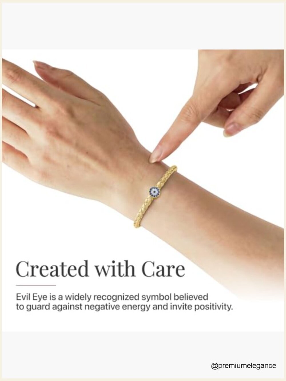 Evil Eye Bangle Bracelet 14k Yellow Gold Plated Sterling Silver CZ Gemstone - Picture 4 of 7